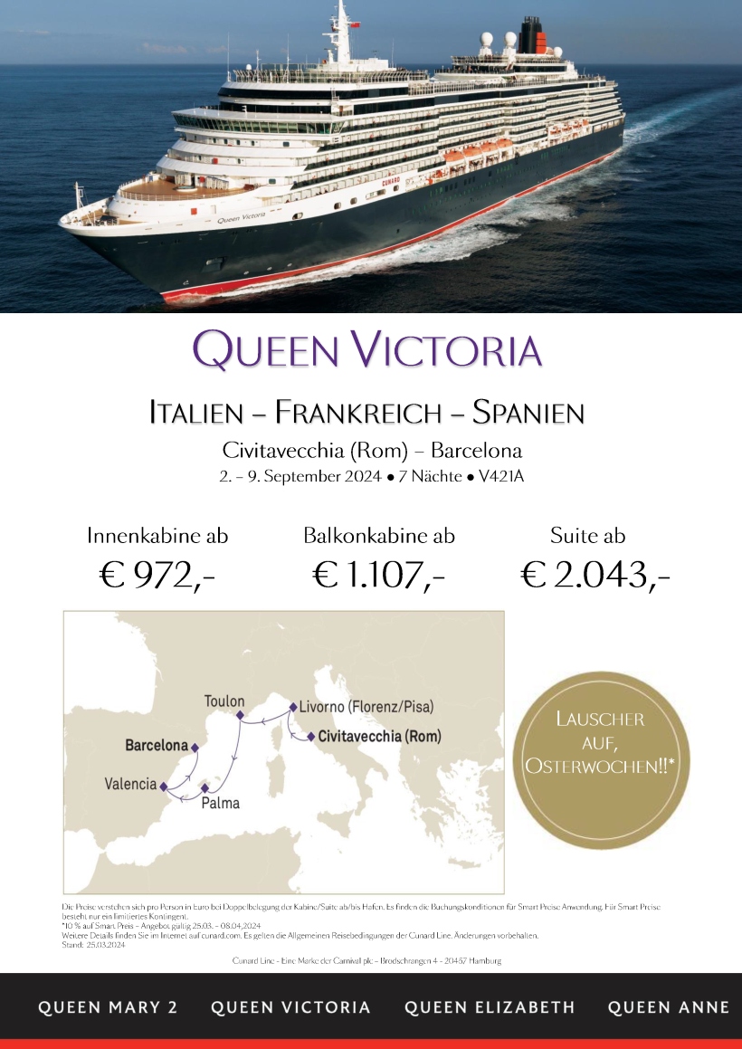 Queen Victoria V421A Mittelmeer Smart